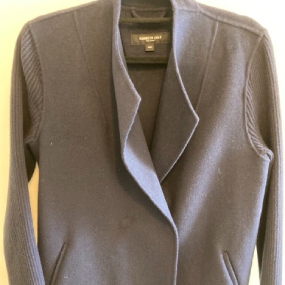 Kenneth Cole NY Dark Blue Wool Sweater Jacket